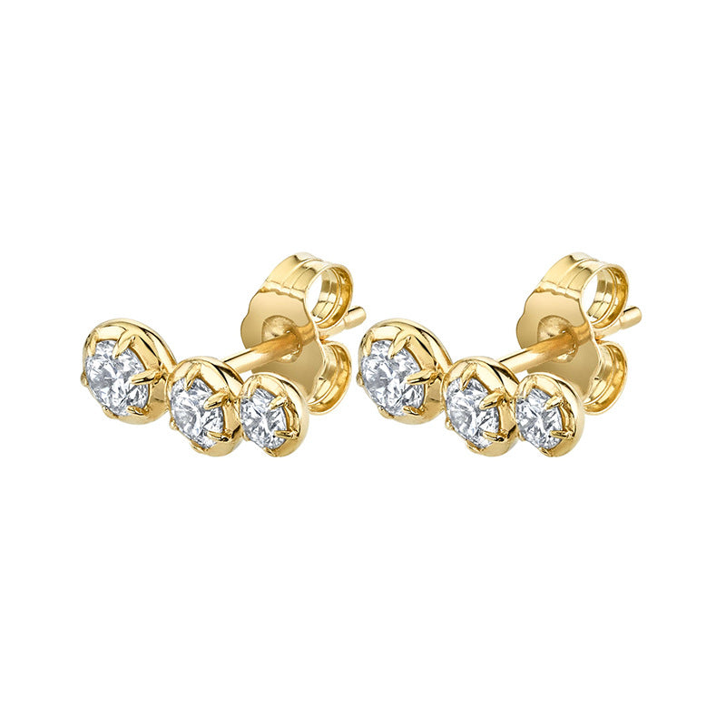 Boucles d'Oreilles Créoles Zircon Blanc Doré Argenté | Boutique84