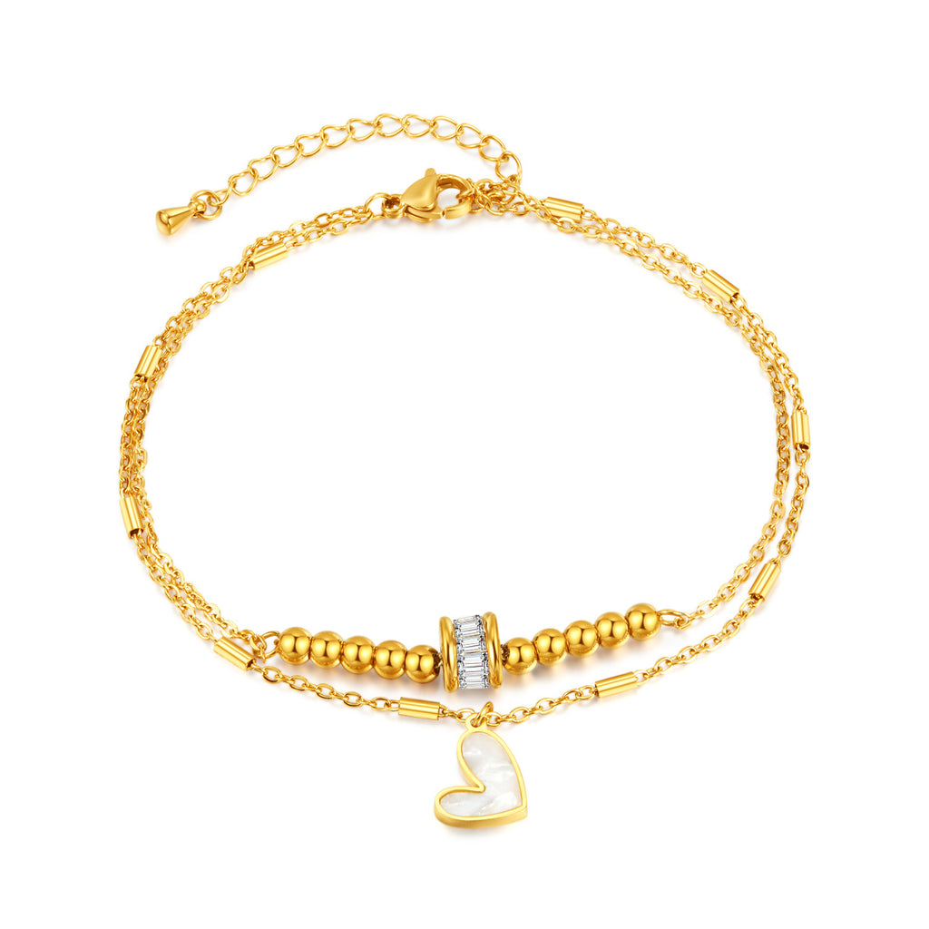Fashion Jewelry Boho Classic Love Heart Ankle Chain Double Layer Chain Bracelet Anklet Charm Tassel Leg Chain On Foot Chain Women Party Jewelry Accessories