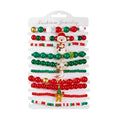 Style Christmas Bracelet Set with Soft Clay Crystal Santa Claus Pendant and Letter Beads, 10-Piece Pack for Wholesale