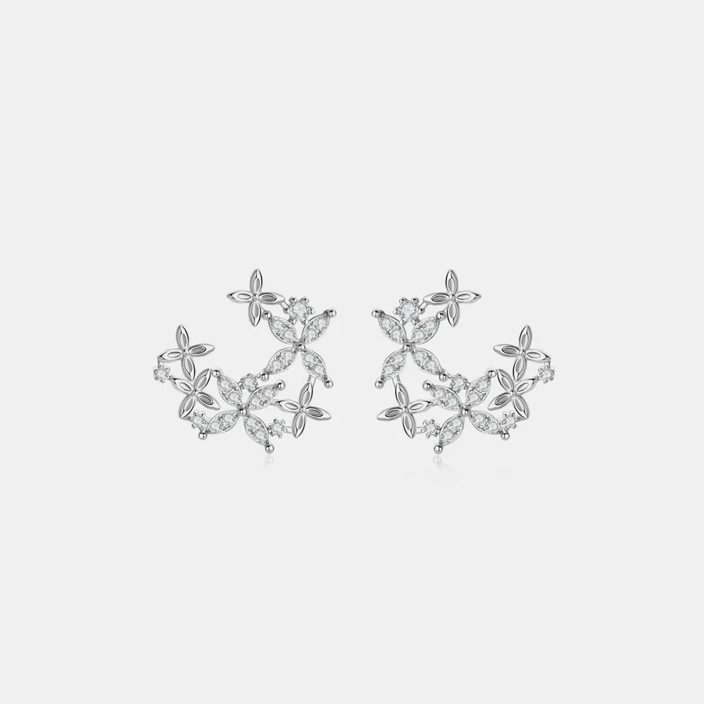 Boucles d'Oreilles Trèfle Moissanite Argent 925 | Boutique84