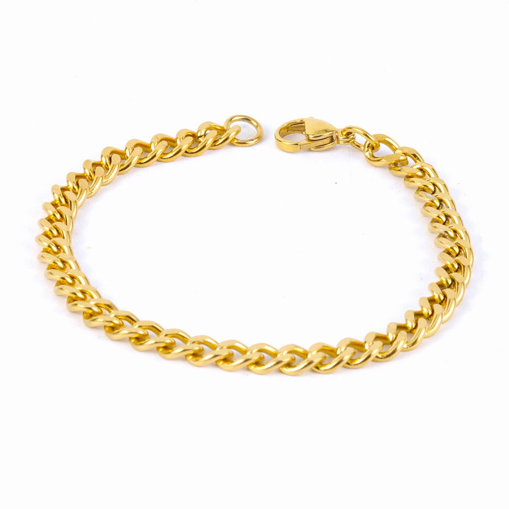 Cuban Men's Necklace Bracelet Female Gold Electroplated Titanium Steel Thick Chain Necklace Male