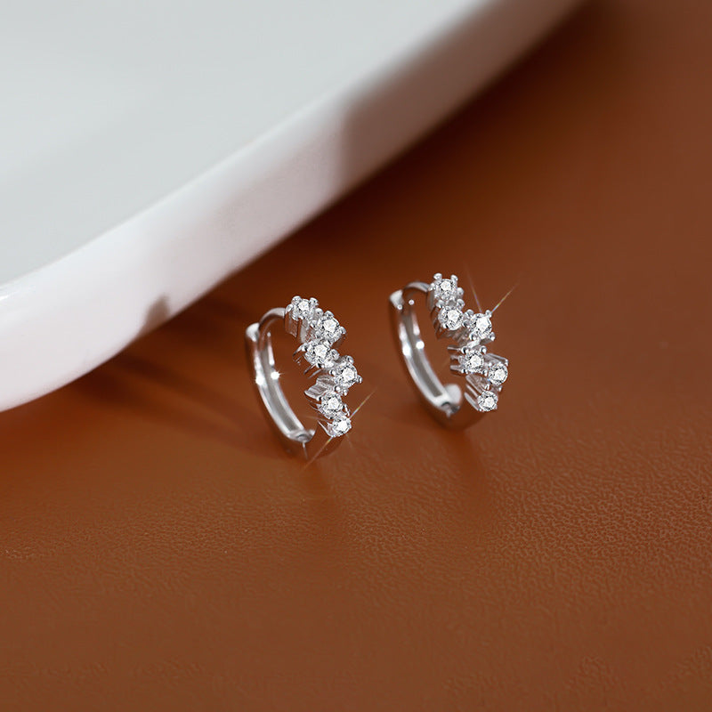 Boucles d'Oreilles Zircon Blanc Plaqué Or Étincelant | Boutique84