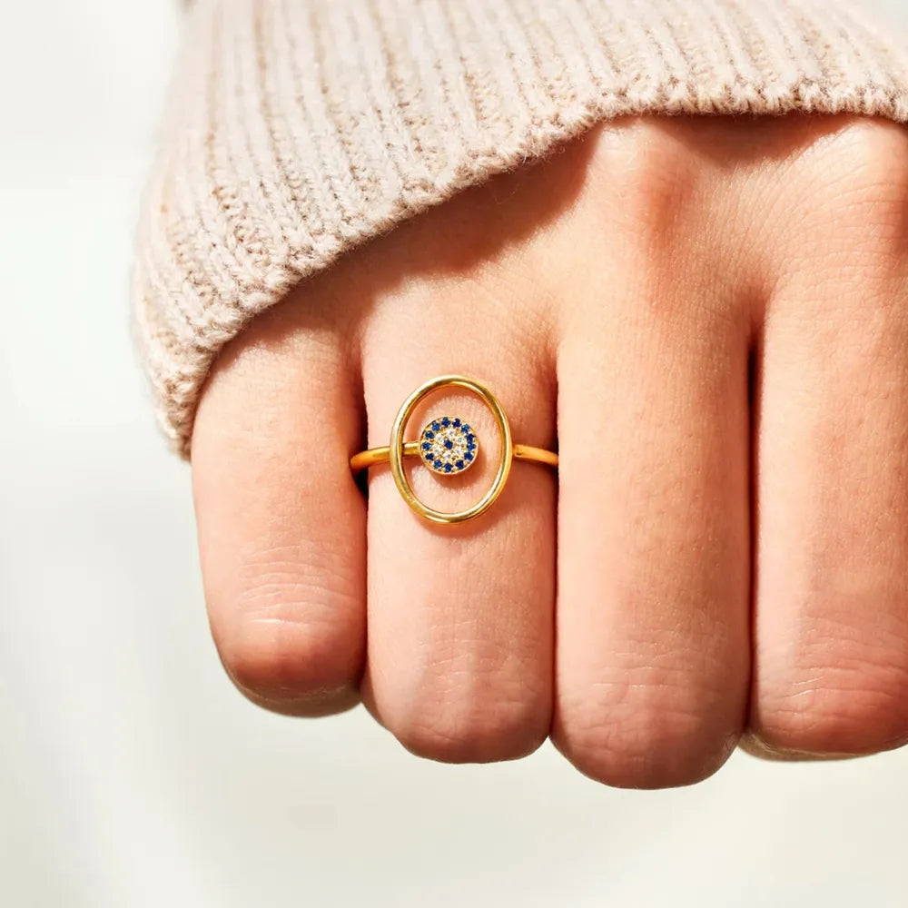 Bague Œil Grec Argent 925 Zircon Doré | Boutique84