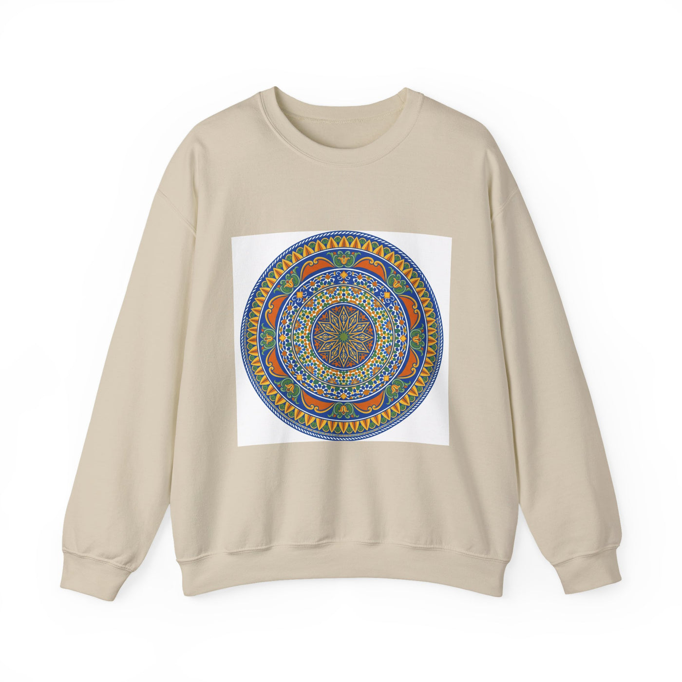 Mandala Circle Crewneck Sweatshirt — Boho Spiritual Graphic Pullover