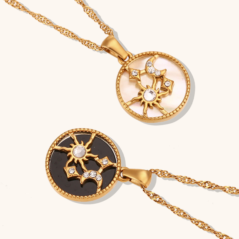 Collier Pendentif Nacre Soleil Lune Étoiles | Boutique84