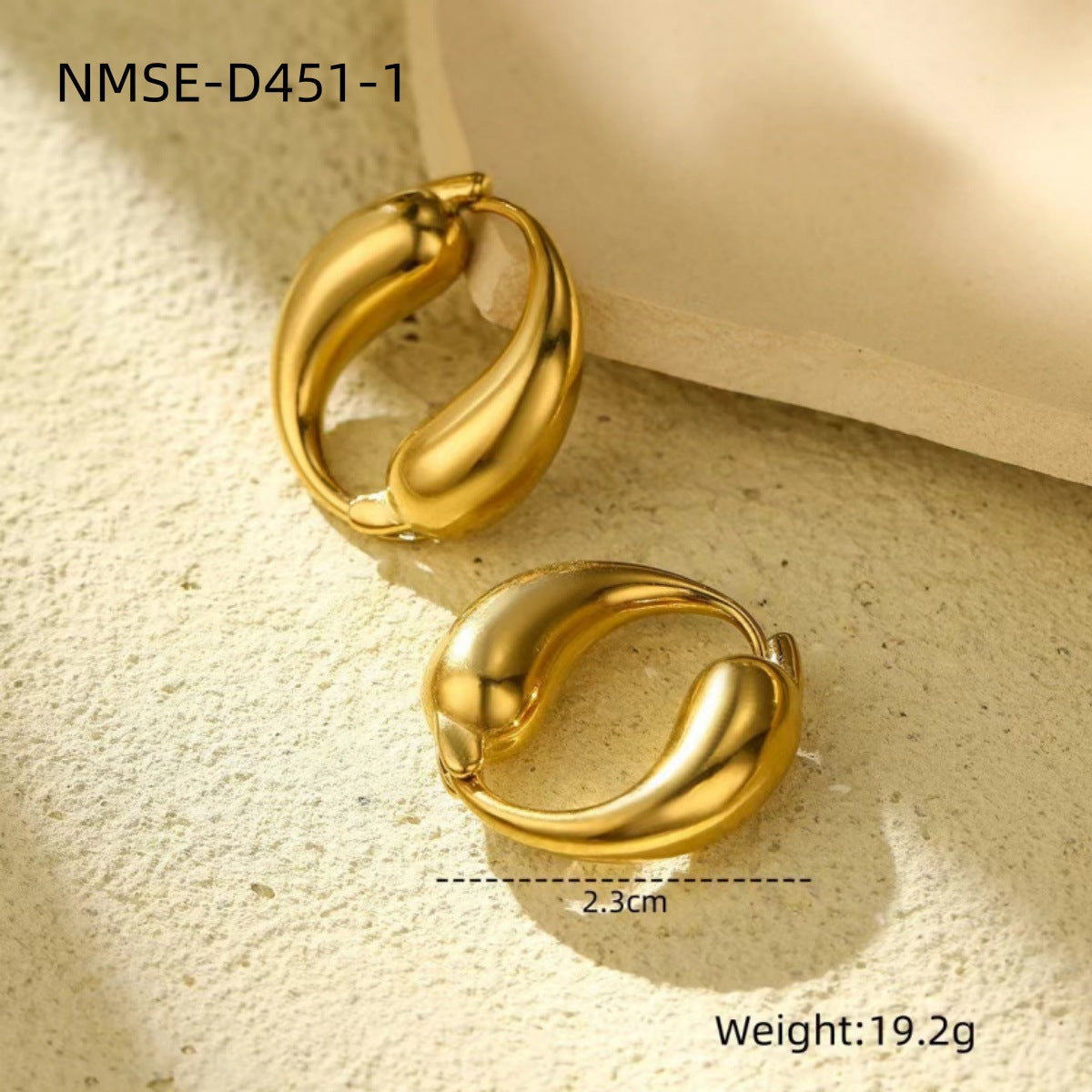 Boucles d'Oreilles Créoles Goutte Acier Doré 18K | Boutique84