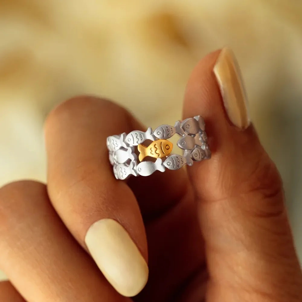 Bague Poisson Argent 925 Réglable | Boutique84
