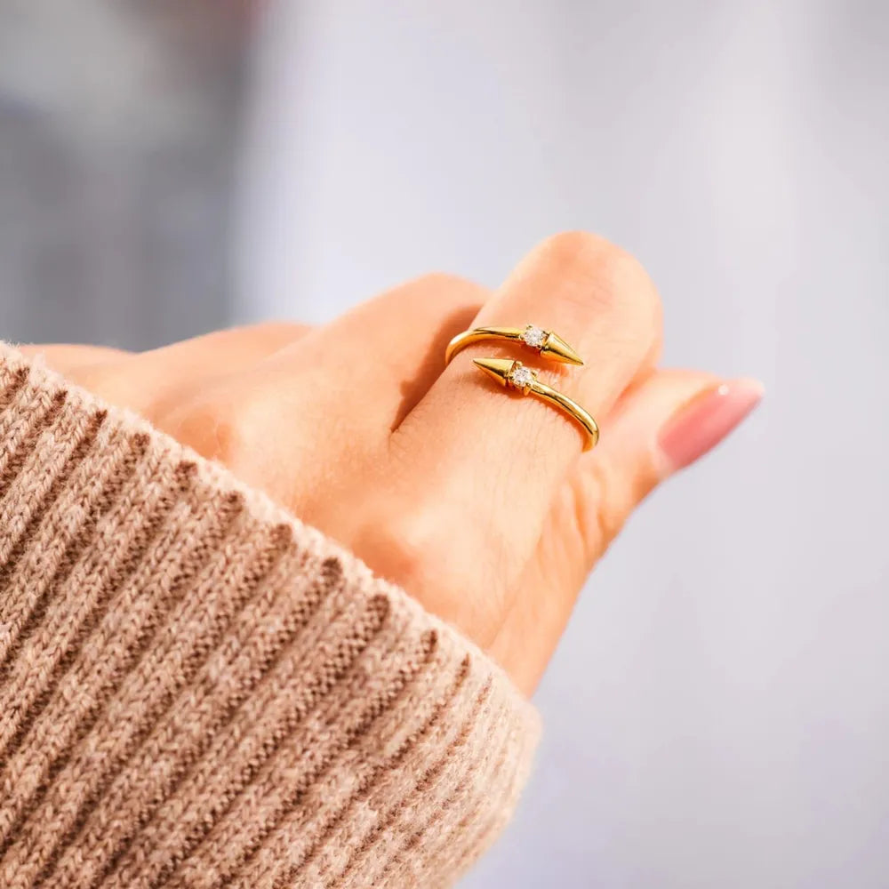 Bague Croisée Argent 925 Zircon Dorée | Boutique84
