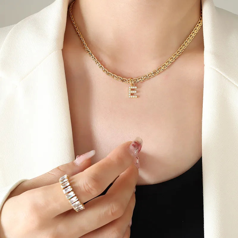 Collier Initiale Lettre Zircon Plaqué Or 18K (A-H) | Boutique84