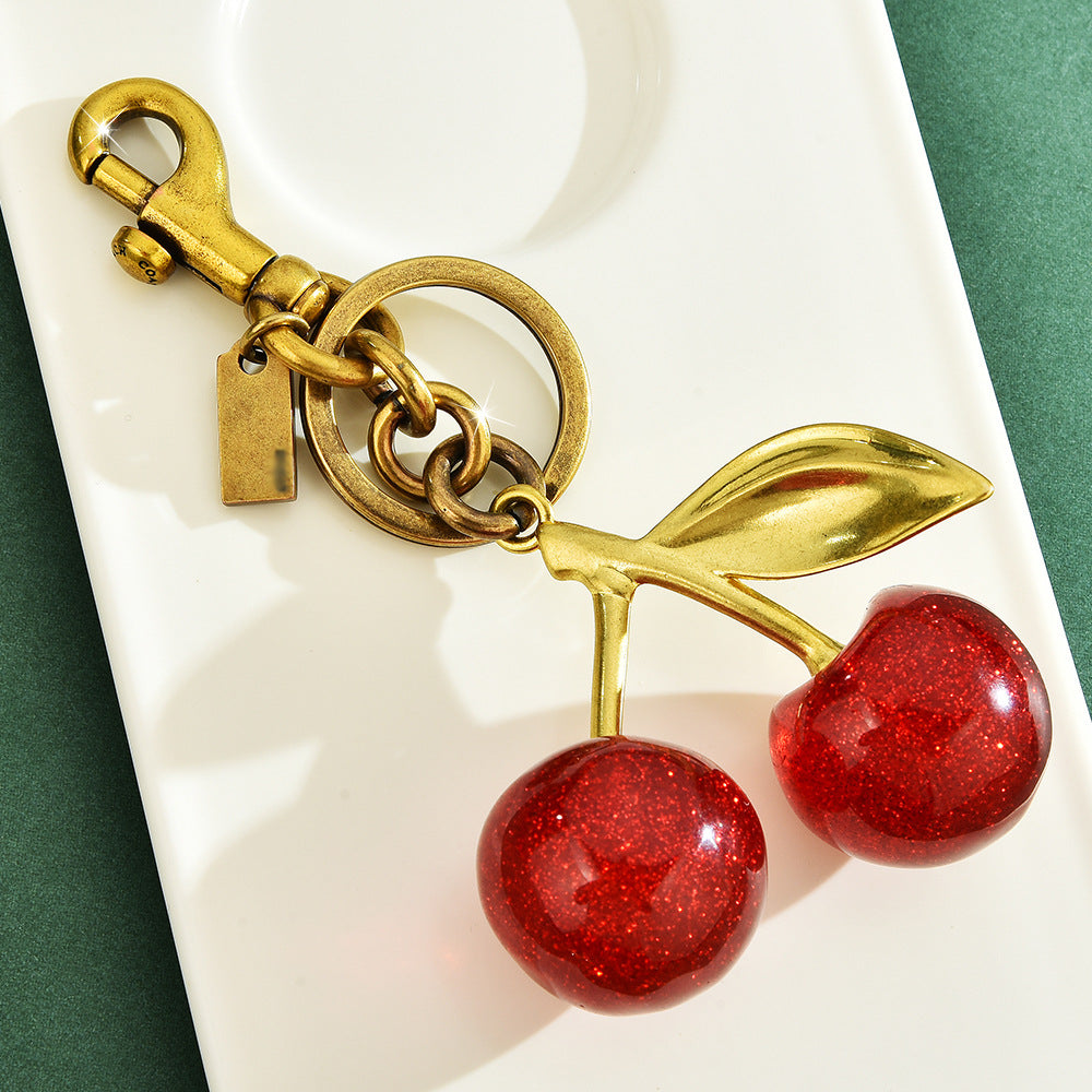 Porte-Clés Cerise Rouge Métal Bijou de Sac | Boutique84