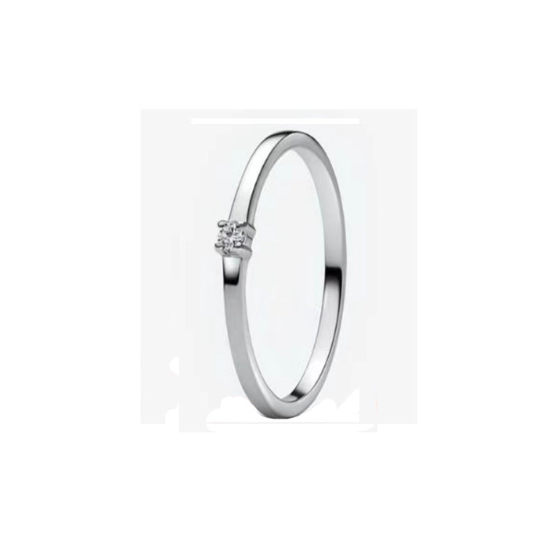 Panda Dora S925 Silver Ring with Pav&eacute; Set Sparkling Starlight Bow, Fashionable Elegant Women's Ring, Cuban Chain Pair Ring