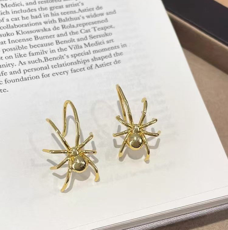 Boucles d'Oreilles Araignée Gothique Doré Argenté | Boutique84