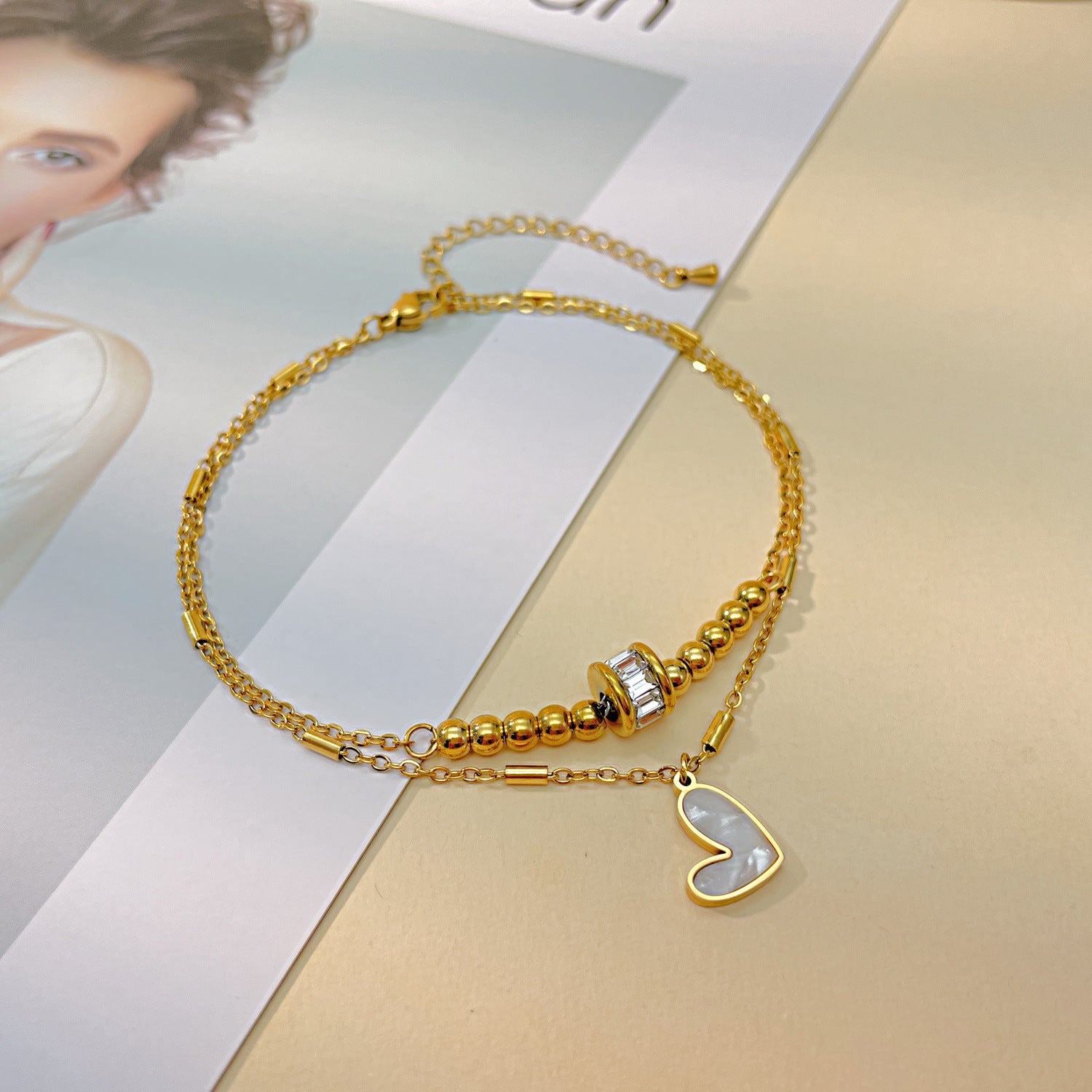 Fashion Jewelry Boho Classic Love Heart Ankle Chain Double Layer Chain Bracelet Anklet Charm Tassel Leg Chain On Foot Chain Women Party Jewelry Accessories