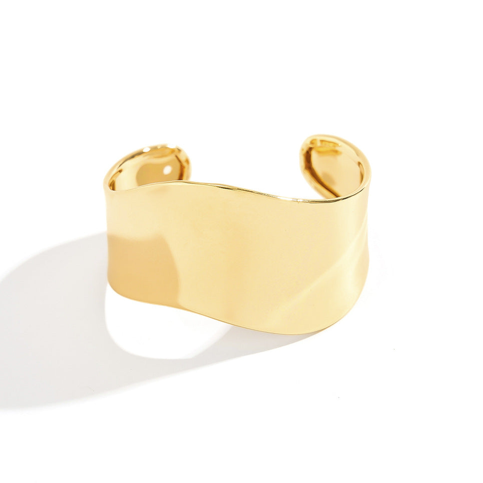 Wide smooth irregular personalized metal bracelet Bracelet C-shaped open bracelet