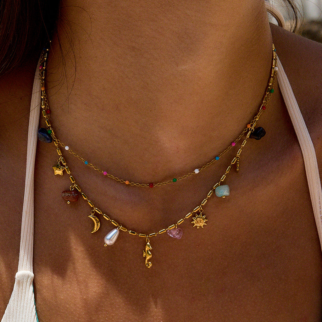 Collier Perles Ras-de-Cou Acier Inoxydable Femme | Boutique84