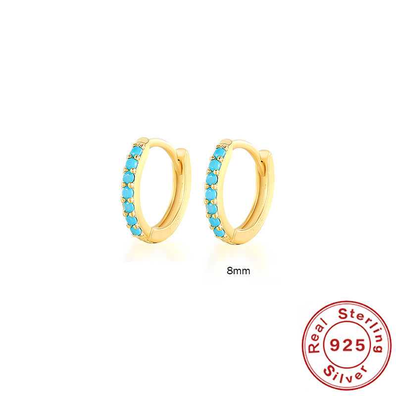 Créoles Argent 925 Turquoise Plaqué Or 18K | Boutique84