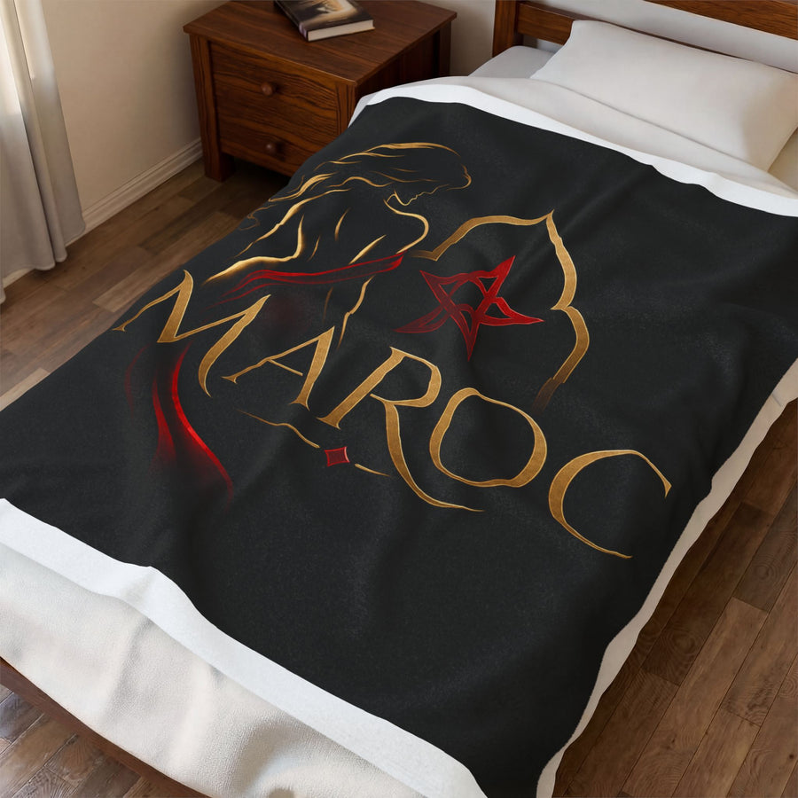 Morocco 'Maroc' Velveteen Plush Blanket – Elegant Moroccan Silhouette & Star Design