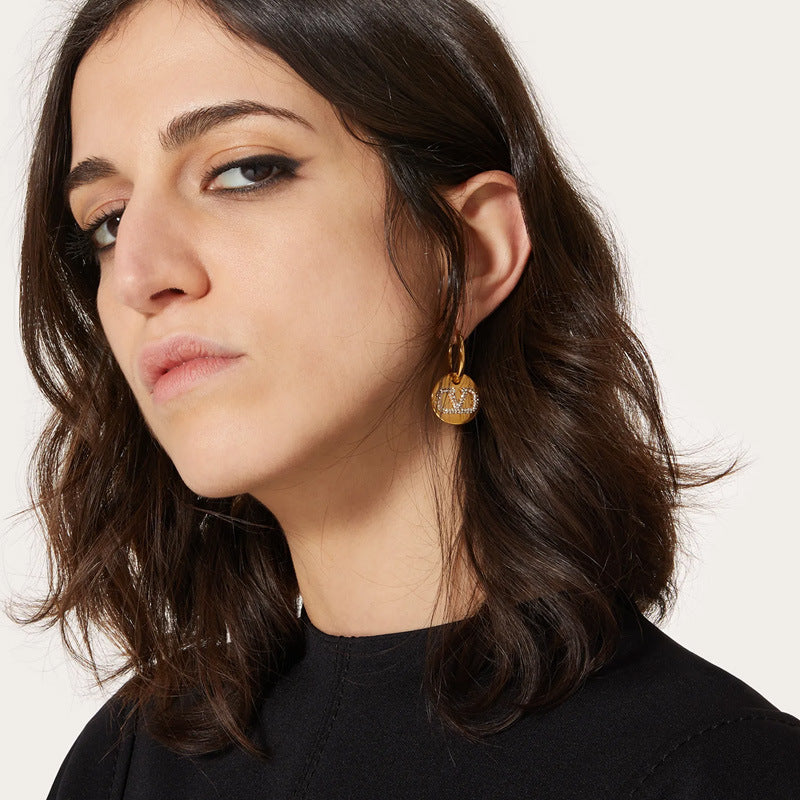 Boucles d'Oreilles Puces V Cristal Doré Femme | Boutique84