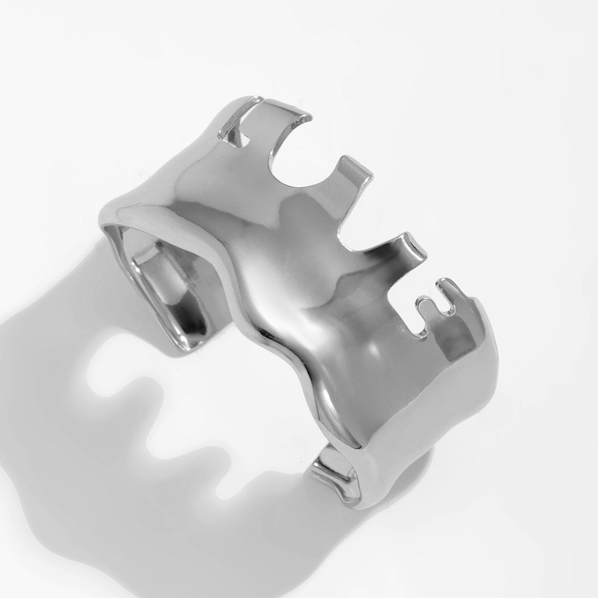 Ins style premium wide version simple irregular concave convex V-shaped notch bracelet