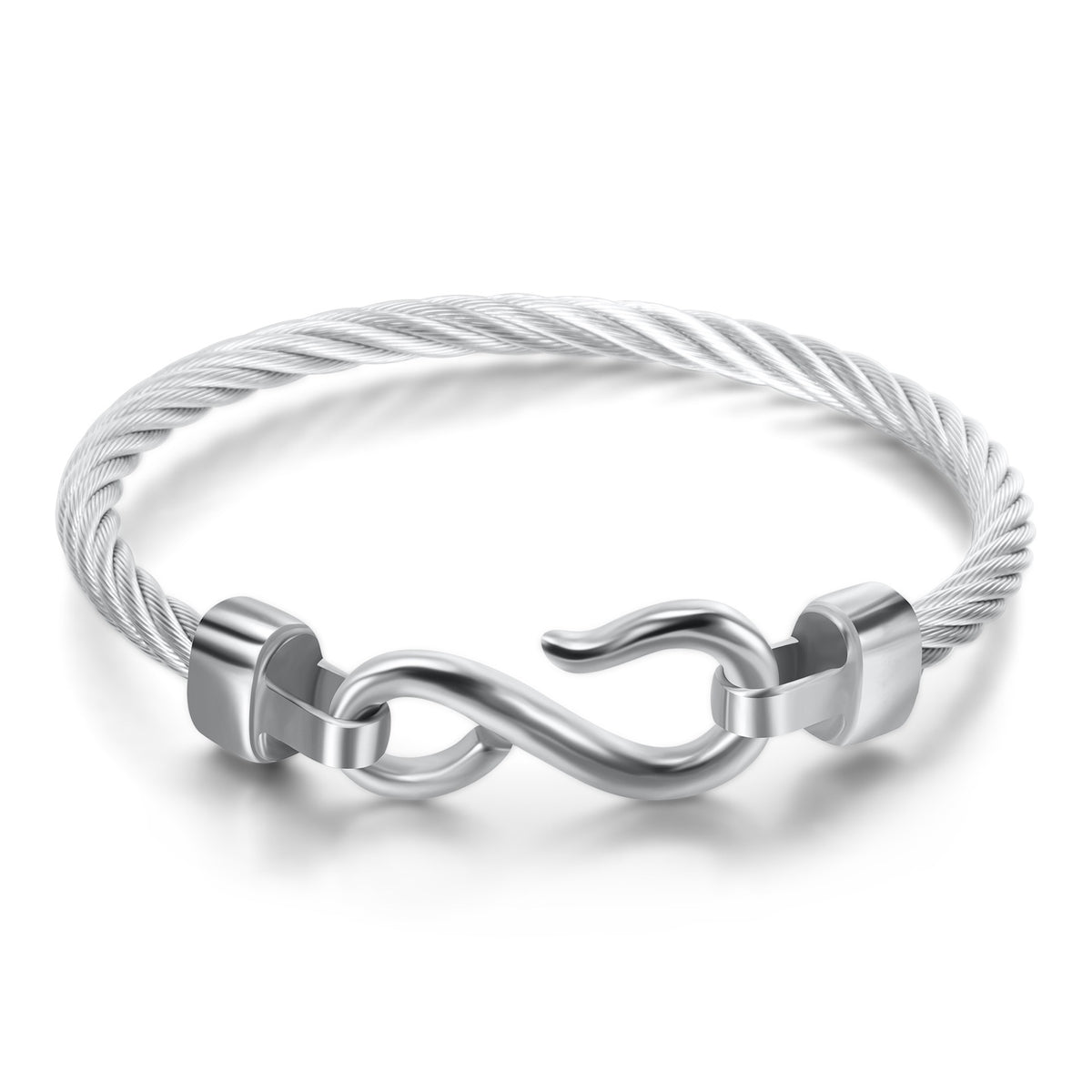 Titanium steel fishhook shaped 8-shaped titanium steel tricolor bracelet stainless steel bracelet