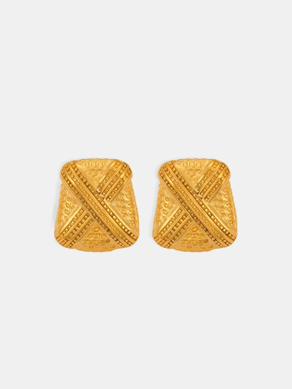 Boucles d'Oreilles Géométriques Acier Titane Or 18K | Boutique84