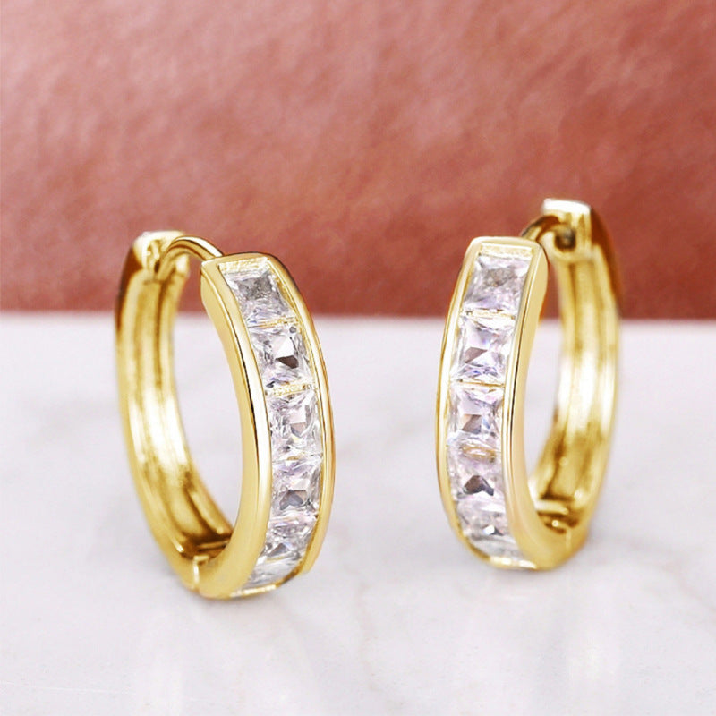 Boucles d'Oreilles Puces Zircon Doré Femme | Boutique84