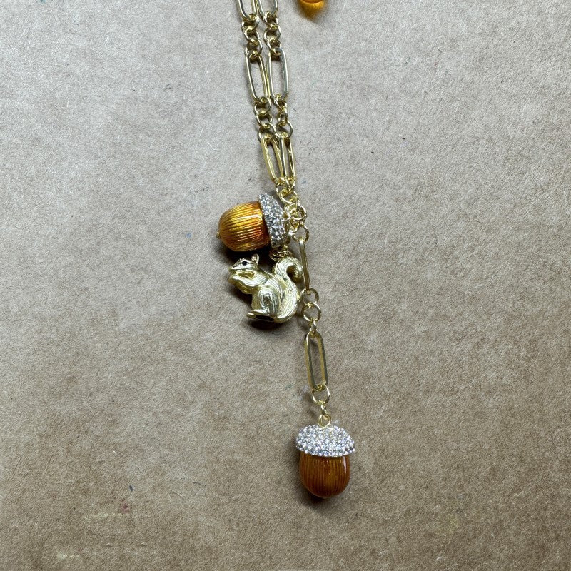 Collier Sautoir Écureuil Pomme de Pin Rétro | Boutique84