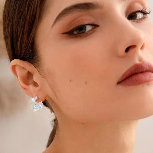 Boucles d'Oreilles Trèfle Moissanite Argent 925 | Boutique84