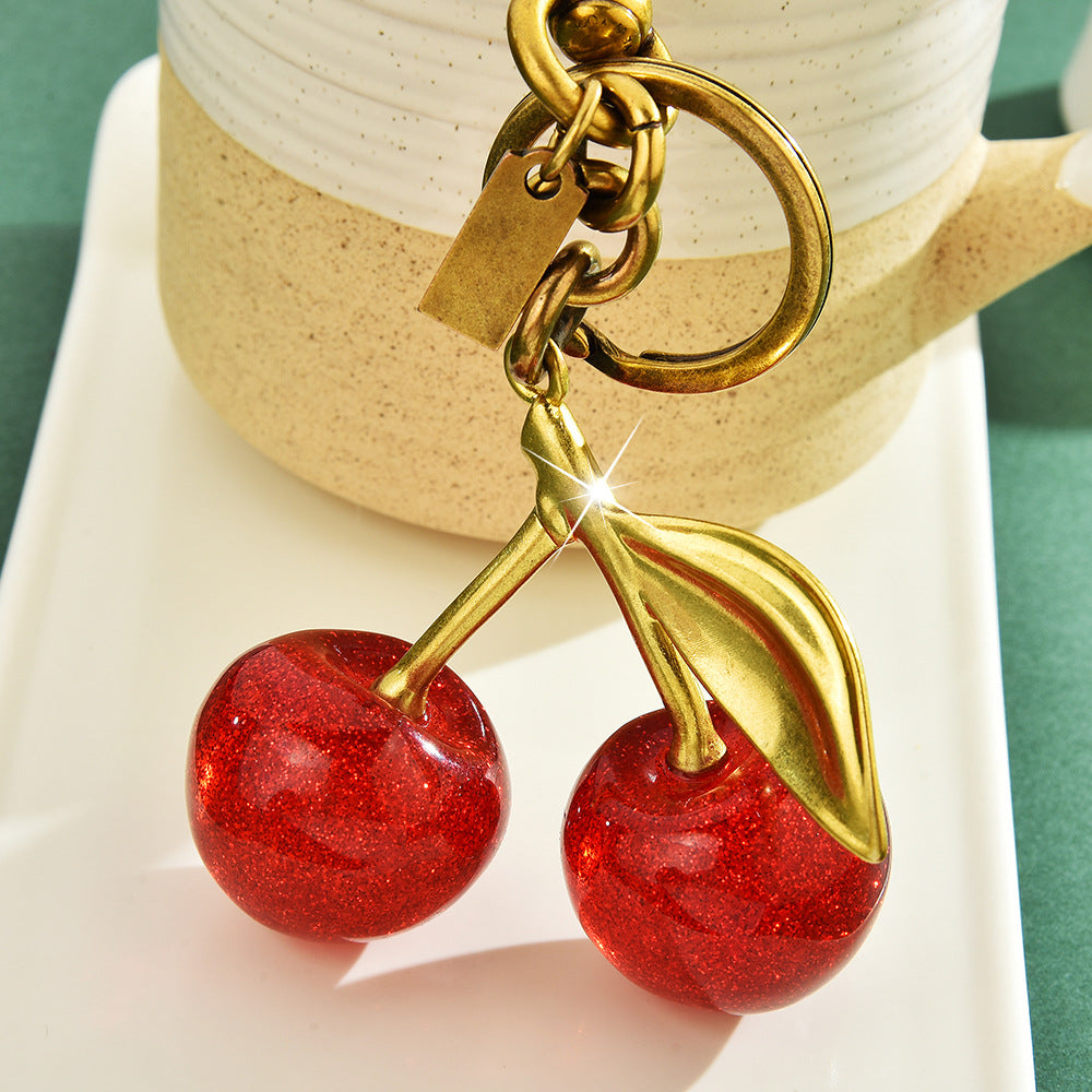 Porte-Clés Cerise Rouge Métal Bijou de Sac | Boutique84
