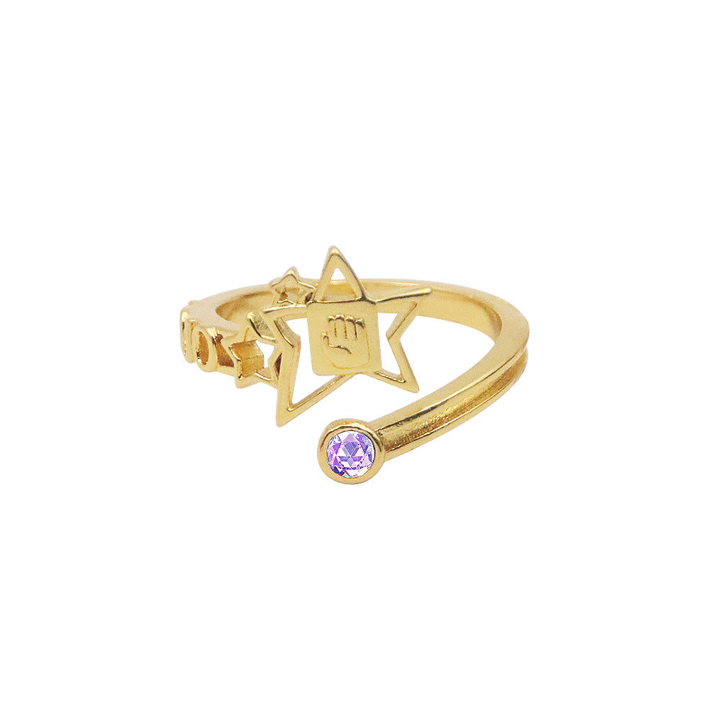 Anime JoJo's Bizarre Adventure Anime JoJo's Bizarre Adventure Josuke Higashikata Star Ring Stand Platinum Heart COS Ring