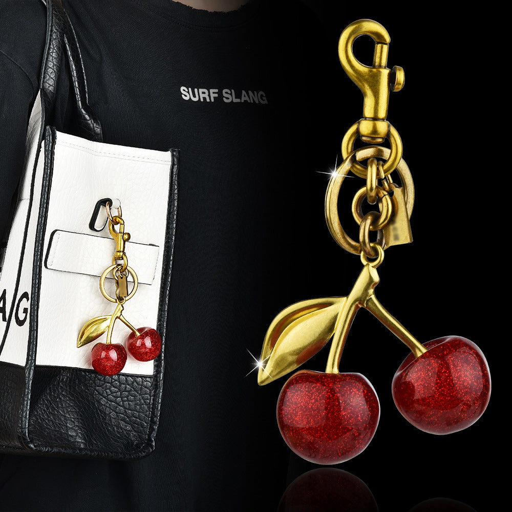 Porte-Clés Cerise Rouge Métal Bijou de Sac | Boutique84