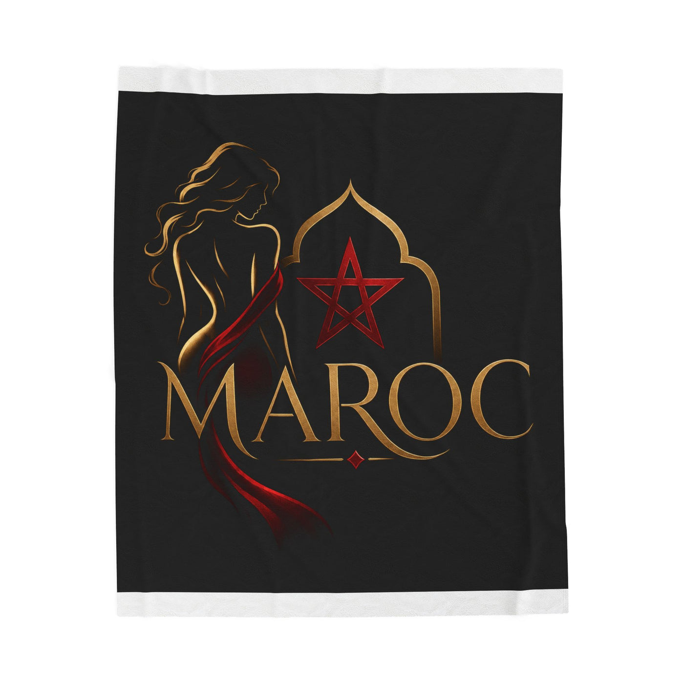 Morocco 'Maroc' Velveteen Plush Blanket – Elegant Moroccan Silhouette & Star Design