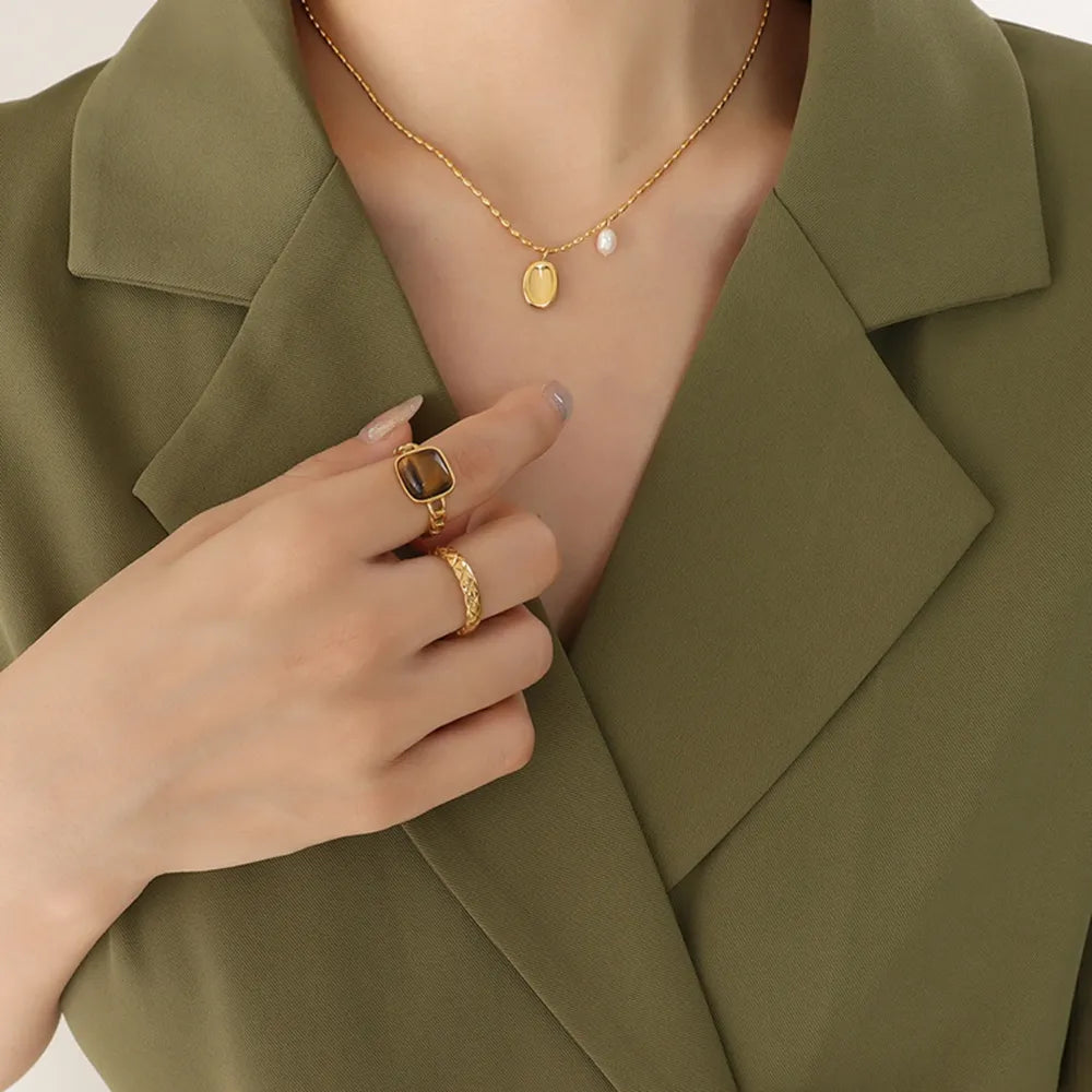 Collier Ras-de-Cou Ovale Acier Titane Minimaliste | Boutique84