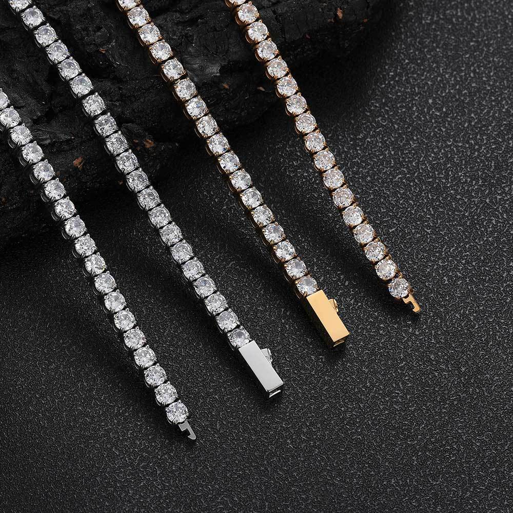 Chaîne Tennis Homme 4mm Zircon Acier Inoxydable | Boutique84