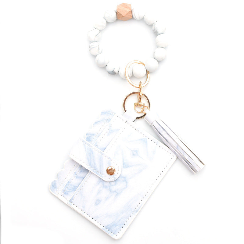 Bracelet Porte-Cartes Perles Silicone Pompon | Boutique84