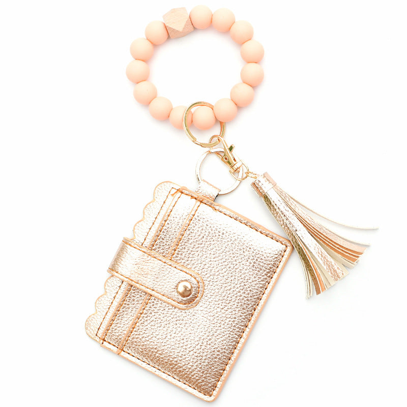 Bracelet Porte-Cartes Perles Silicone Pompon | Boutique84