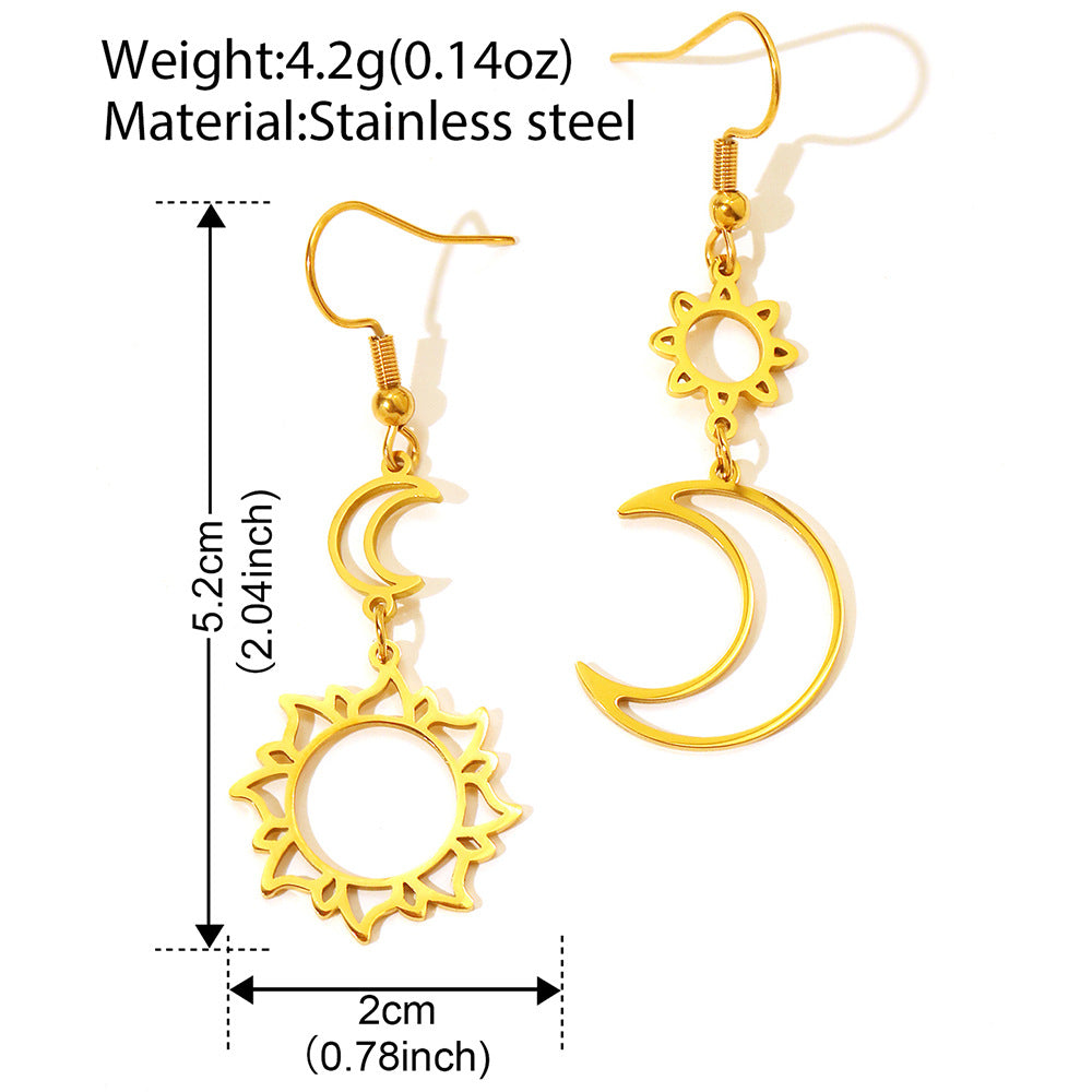 Boucles d'Oreilles Soleil Lune Acier Inoxydable | Boutique84