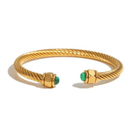 Stainless Steel Natural Stone Metal Texture Twisted Thread Bracelet 18k Gold Plated Tarnish Proof Women Jewelry Gift