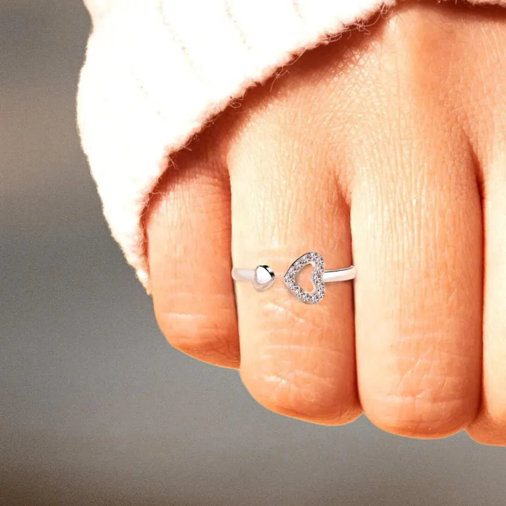 Bague Cœur Ouverte Argent 925 Zircon | Boutique84