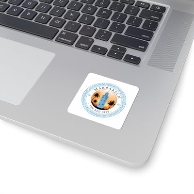 Marrakech Kiss-Cut Sticker — 'The Red City' Palm & Minaret Travel Decal
