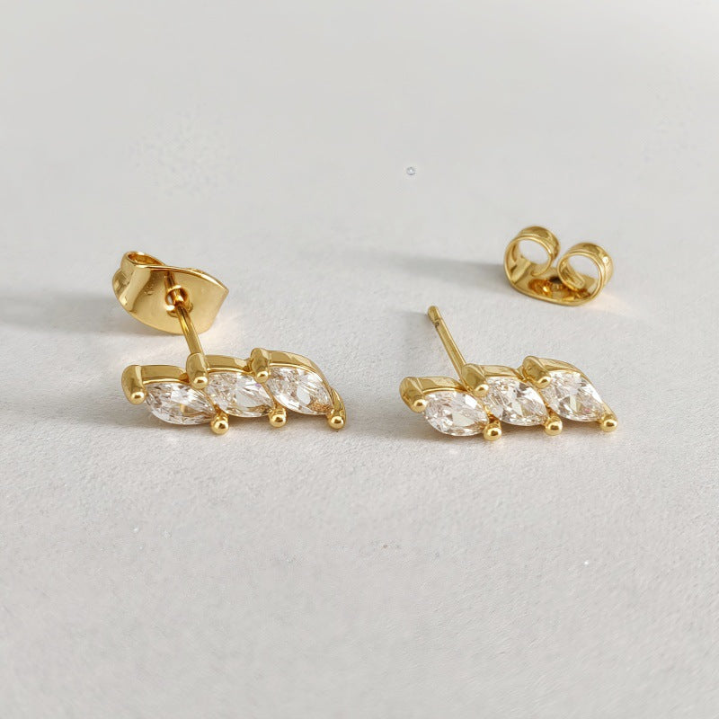 Boucles d'Oreilles Zircon Doré Minimaliste | Boutique84