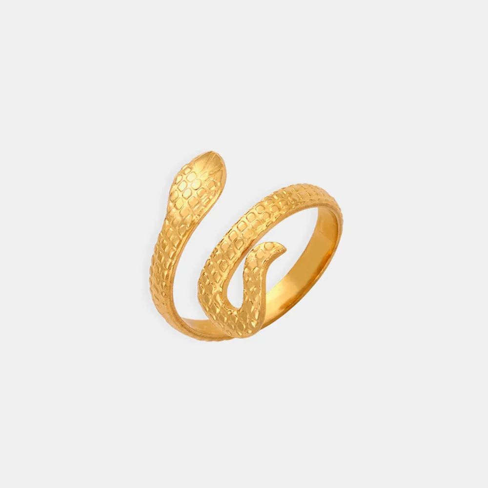 Bague Serpent Acier Titane Plaquée Or | Boutique84