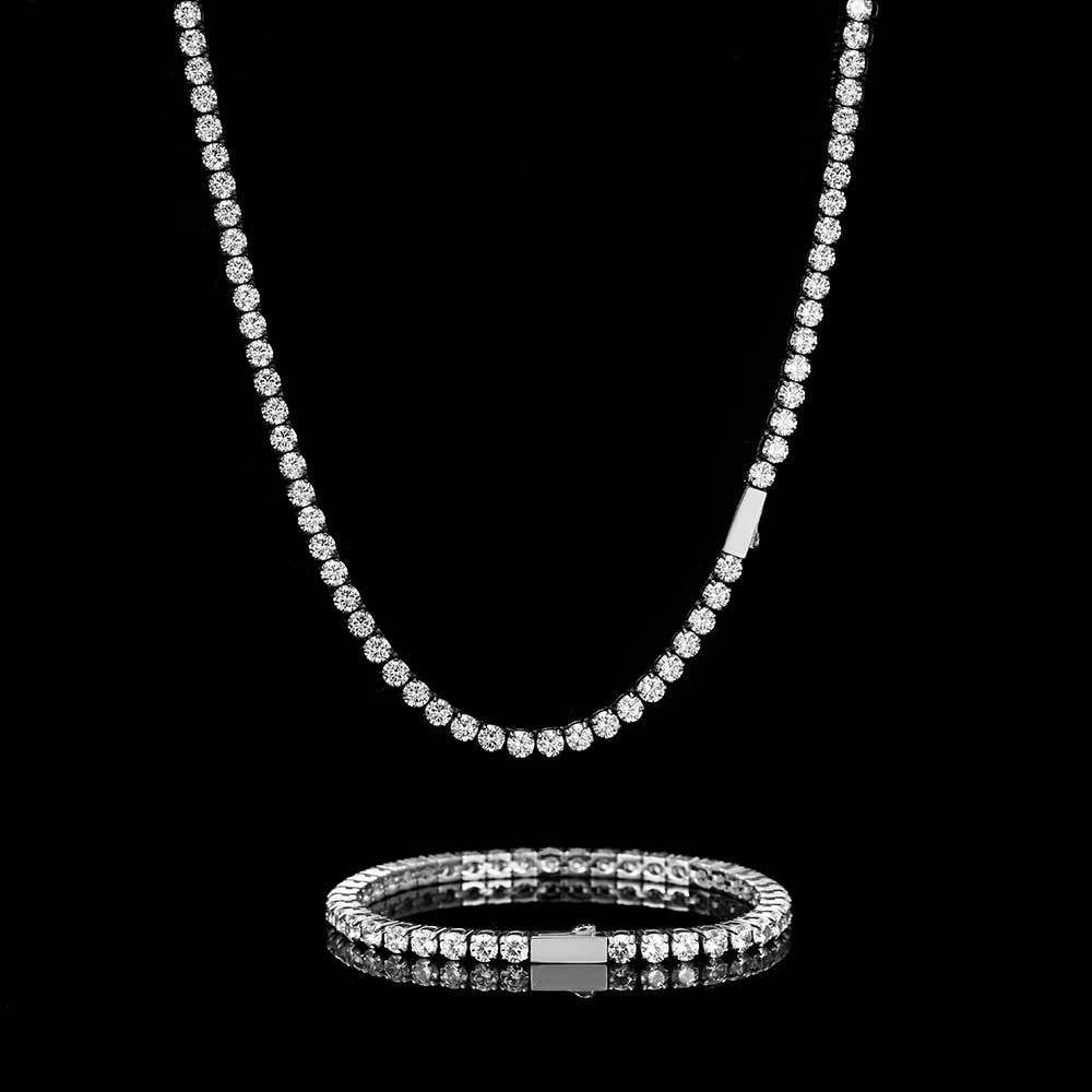 Chaîne Tennis Homme 4mm Zircon Acier Inoxydable | Boutique84