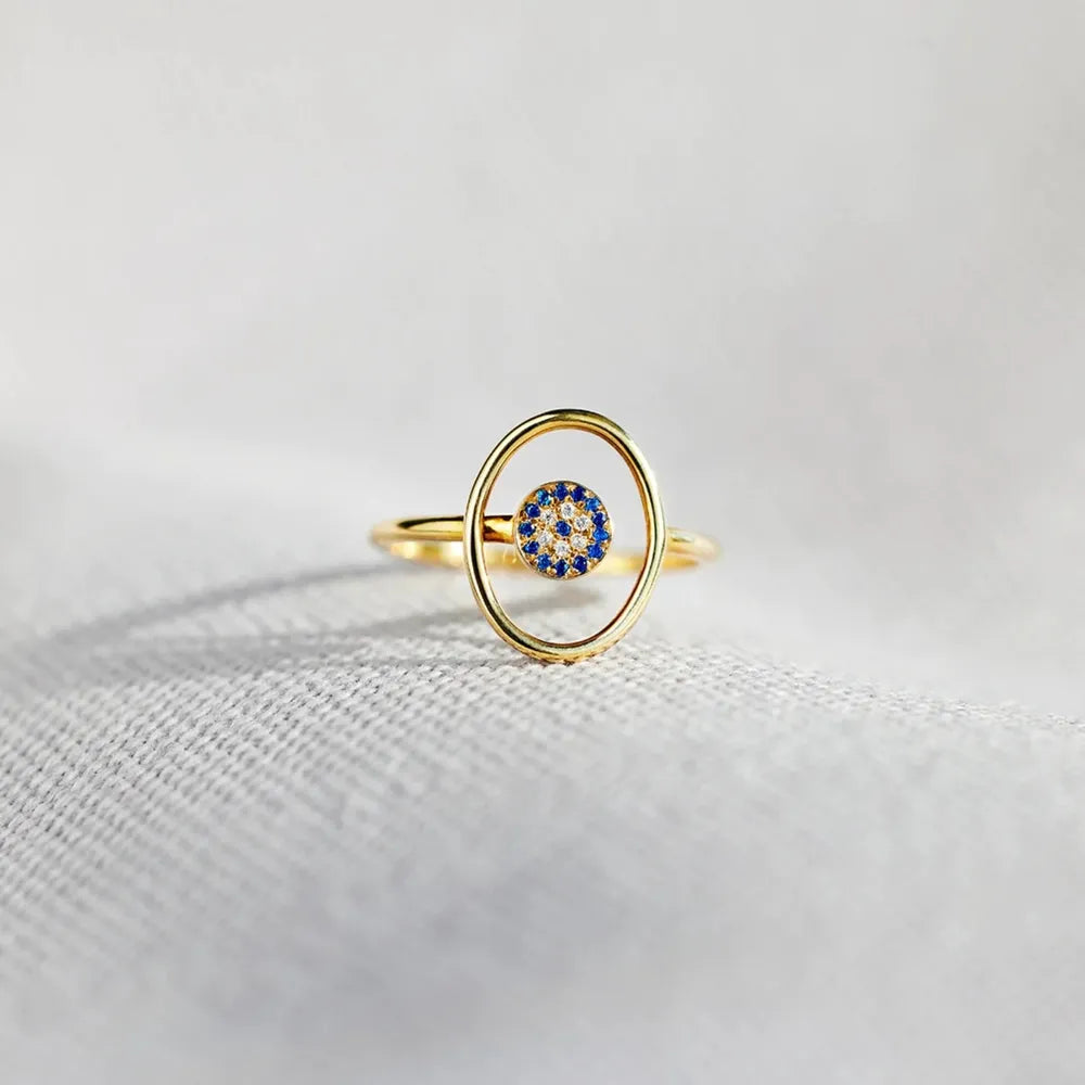 Bague Œil Grec Argent 925 Zircon Doré | Boutique84