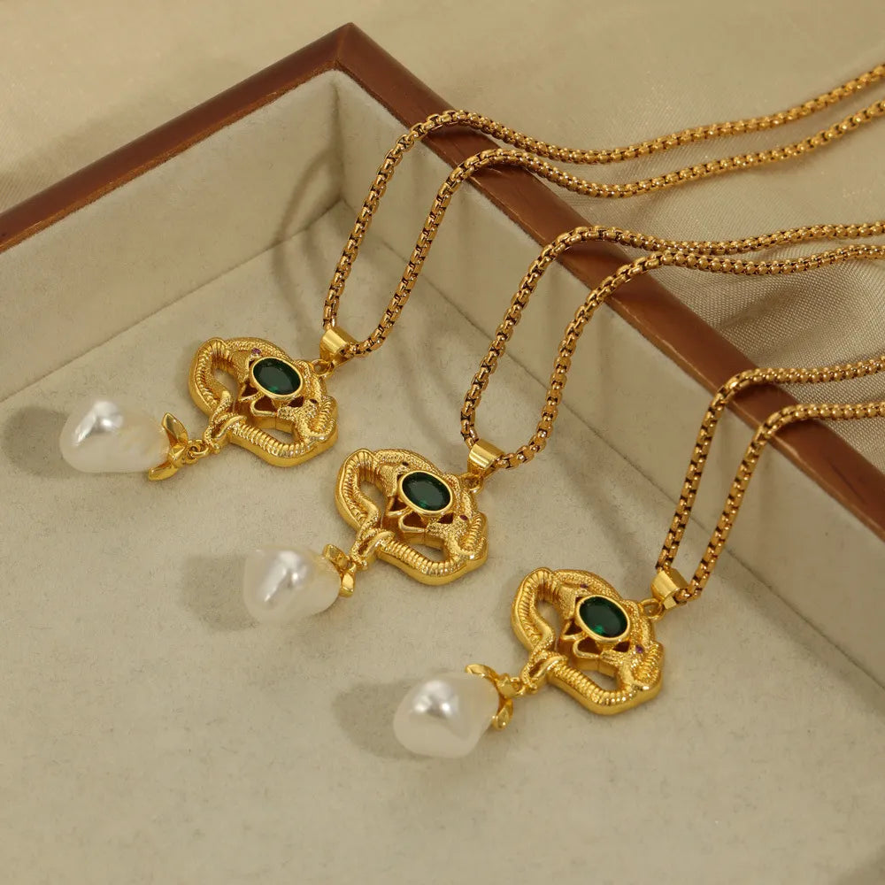 Collier Perles Géométrique Acier Titane Doré | Boutique84