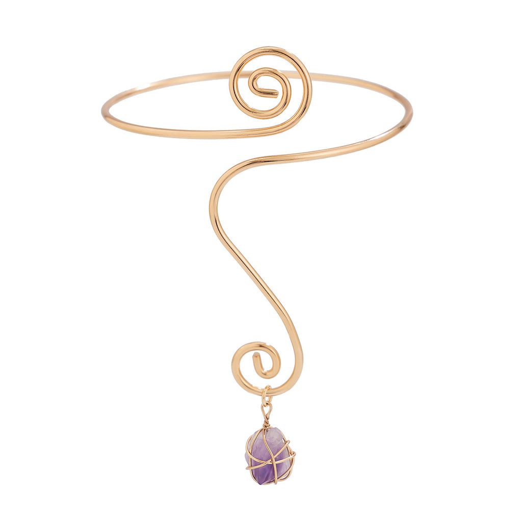 Hip hop style spiral broken stone open arm bracelet, Arm chain personalized ethnic snake shaped bracelet