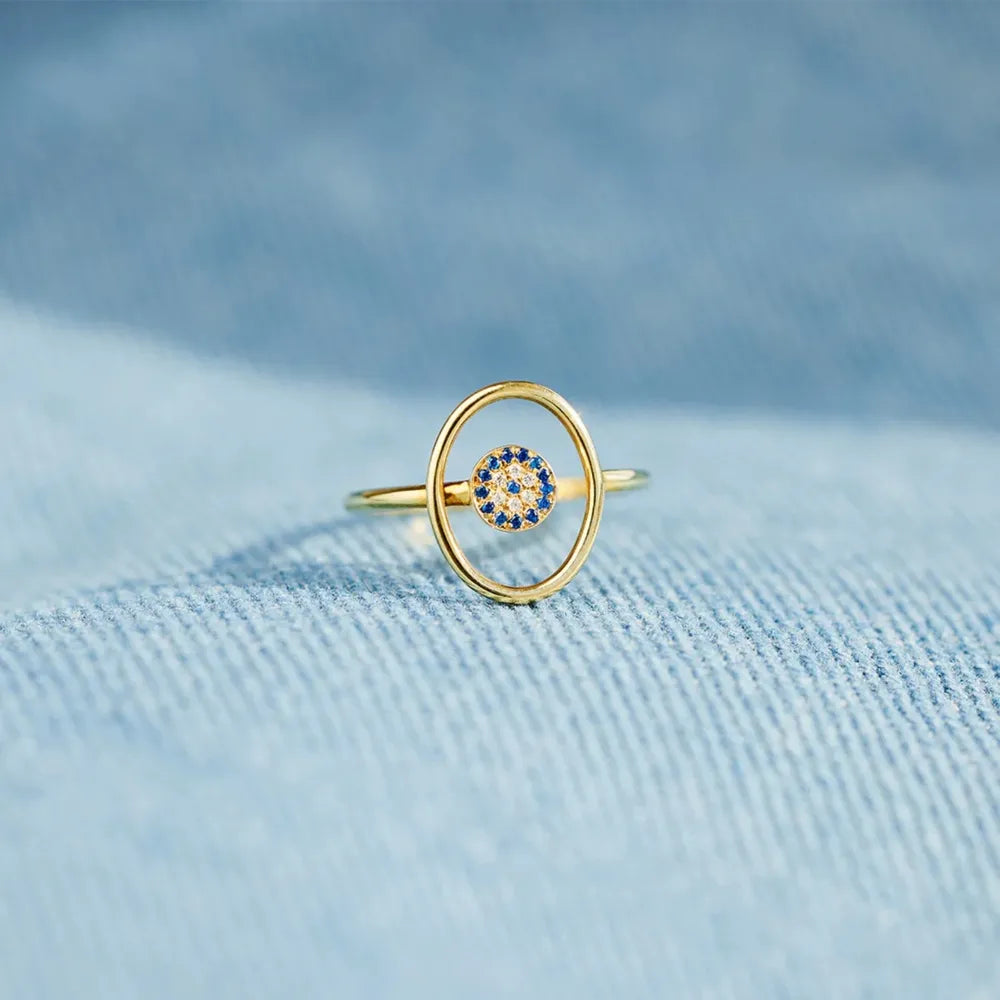 Bague Œil Grec Argent 925 Zircon Doré | Boutique84