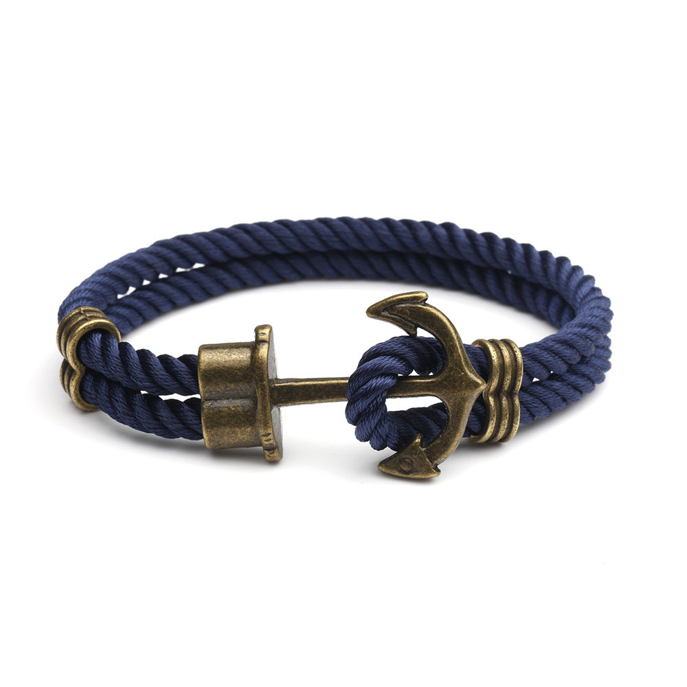 Nautical Anchor Bracelet European and American Street Fashion Handmade Original Unisex Couple Rope Trendy Men's Personality Jewelry