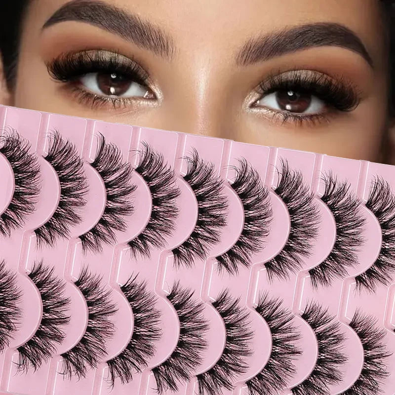 Fake eyelashes cat eye effect, thick and voluminous eyelashes, soft and comfortable for beginners, vapy curvature for an intense look, suitable for Carnival and for daily use, washable.