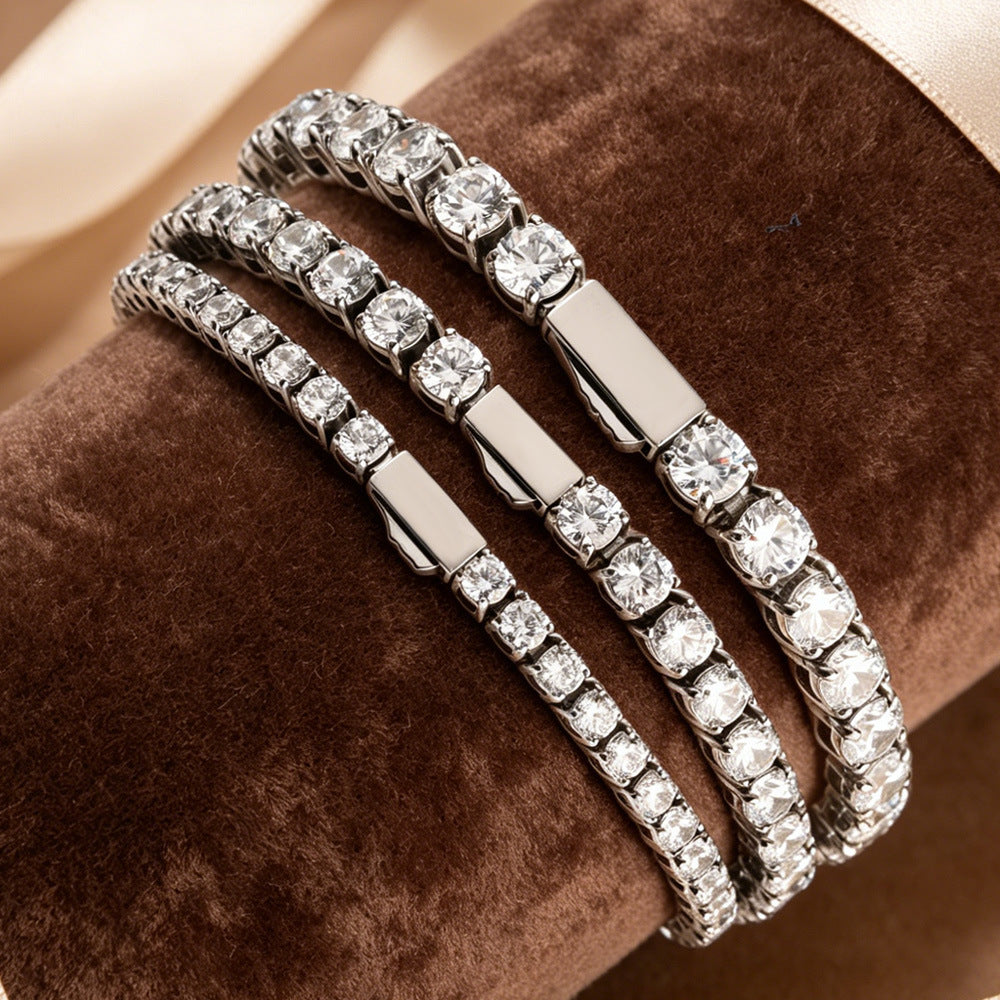 Bracelet Tennis Homme Zircon Acier Inoxydable 3-5mm | Boutique84